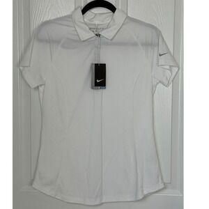 Nike Golf Dri-FIT White Short Sleeve Polo Shirt Stay Cool Womens Large NWT